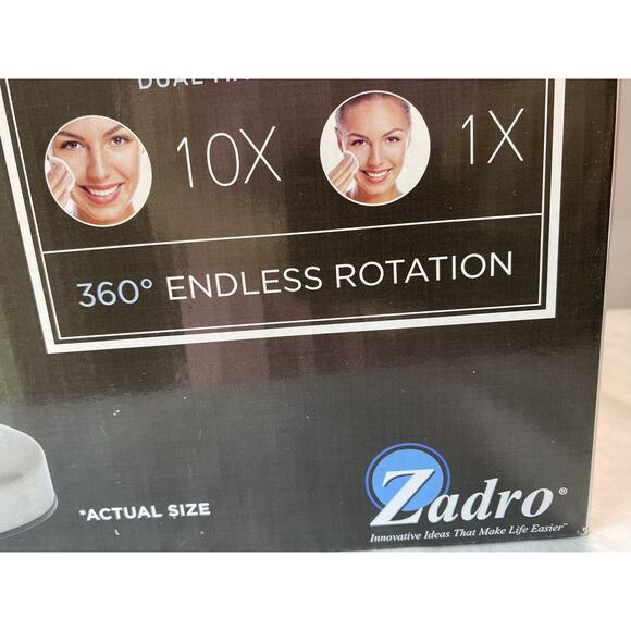 Zadro Round LED Variable Lighted Vanity Cordless 10X Beauty Make Up Mirror - Picture 9 of 12
